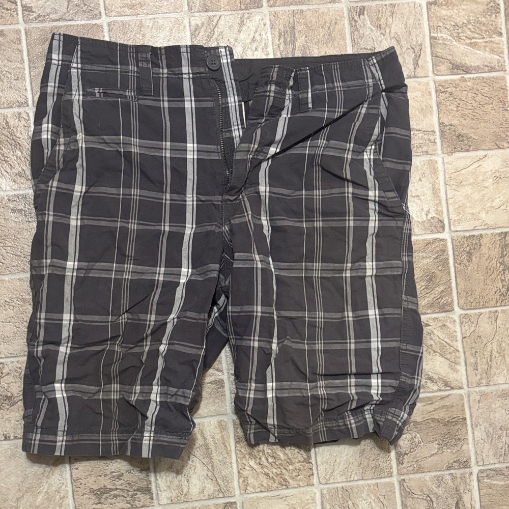Faded Glory Men's Black and White Plaid Shorts
